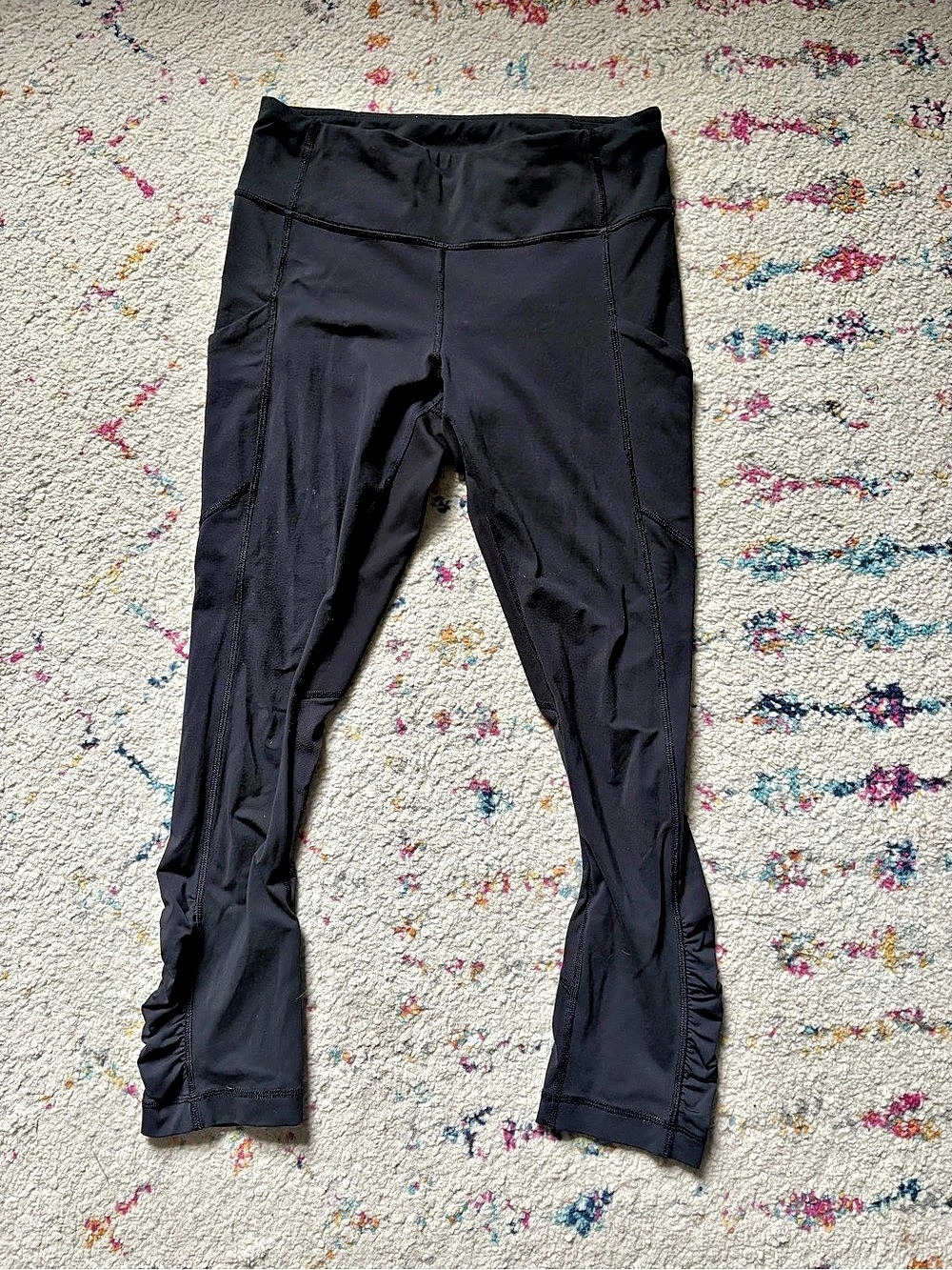 lululemon In The Flow Crop II Black Leggings Size 6